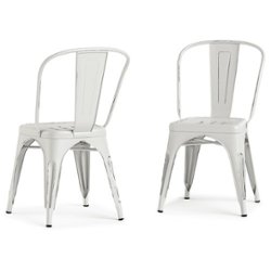 Simpli Home - Fletcher Metal Dining Side Chair (Set of 2) - Distressed White - Front_Zoom