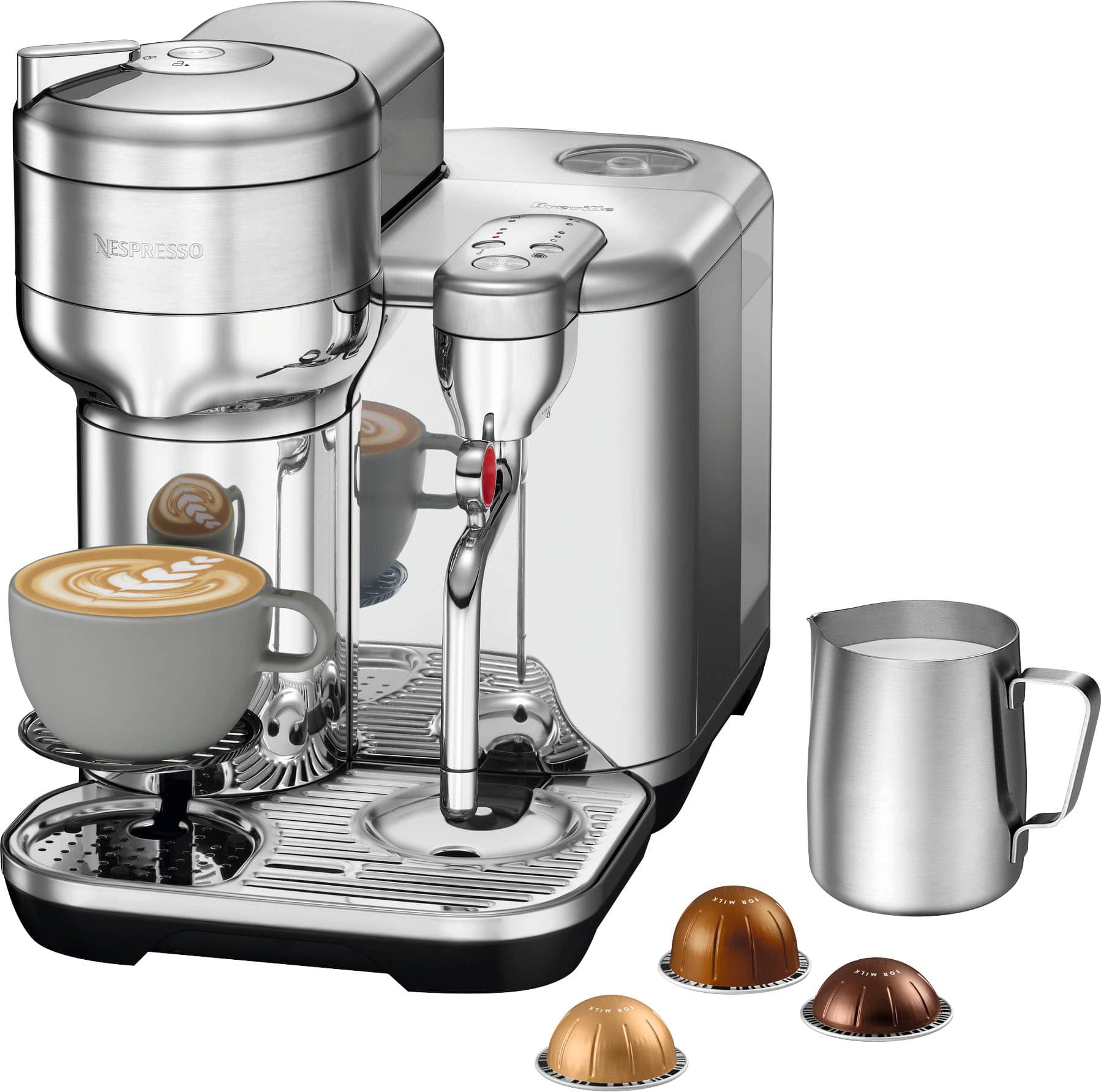 Angle. Nespresso - Nespresso Vertuo Creatista by Breville - Stainless Steel.
