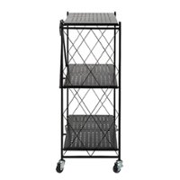 Honey-Can-Do - Collapsible 3-Tier Metal Shelf on Wheels - Black - Front_Zoom