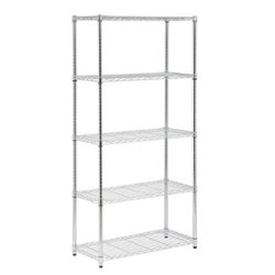 Honey-Can-Do - 5-Tier Heavy-Duty Adjustable Shelving Unit - Chrome - Front_Zoom
