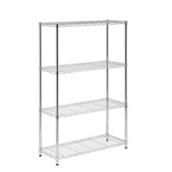 Honey-Can-Do - 4-Tier Heavy-Duty Adjustable Shelving Unit - Chrome - Front_Zoom