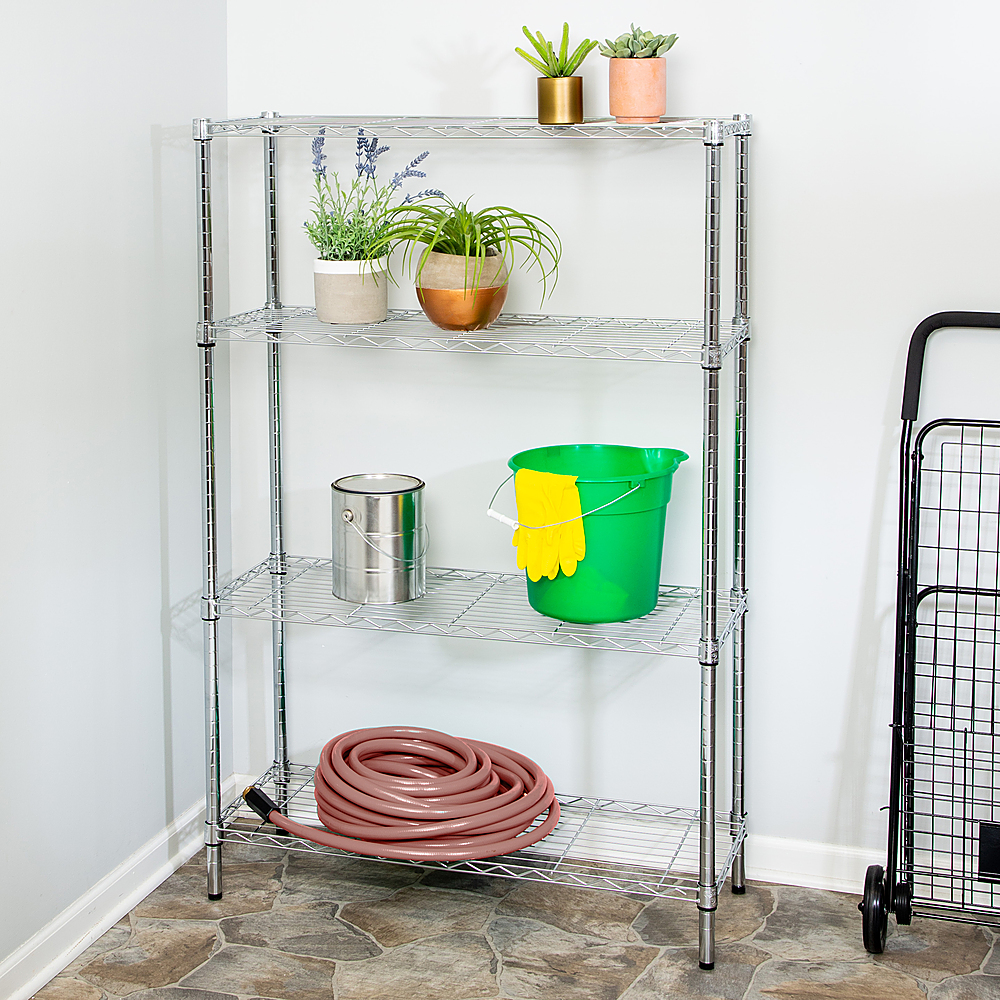 Honey Can Do 3-Tier Tubular Metal Shelf, Olive and White