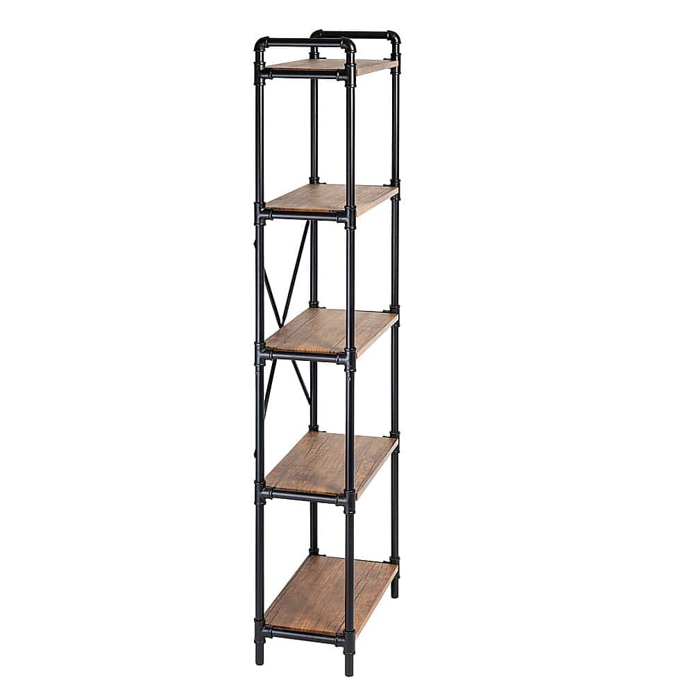 Angle View: Honey-Can-Do - 5-Tier Industrial Black Bookshelf - Rustic