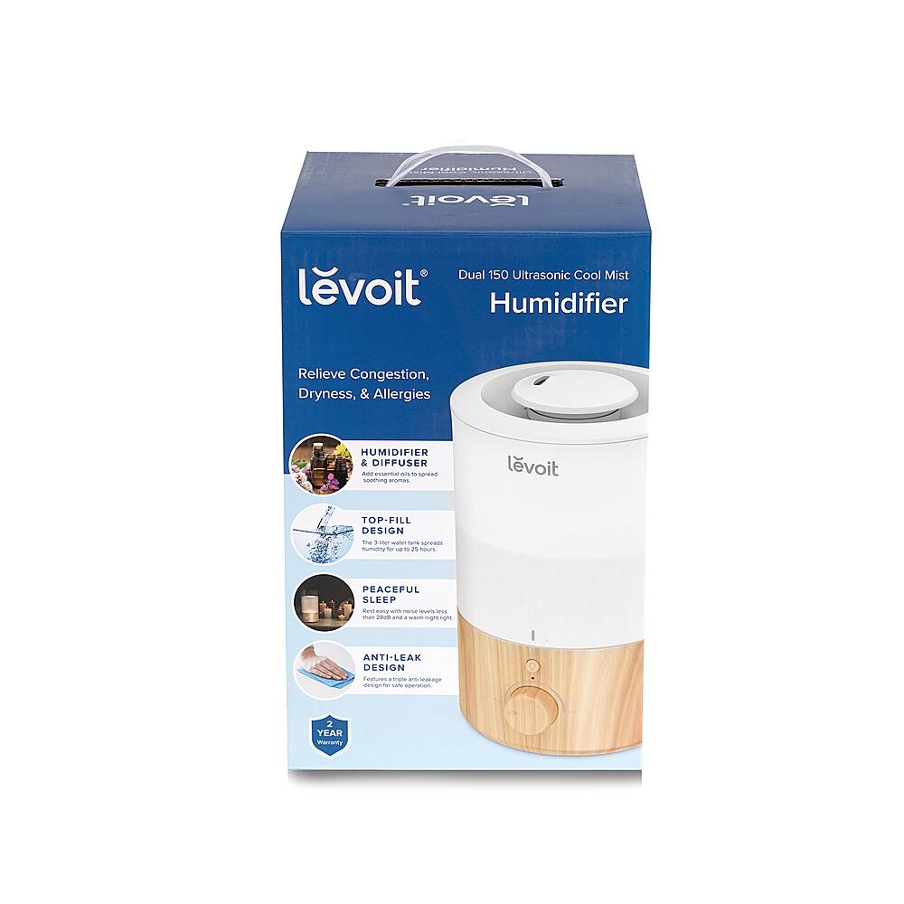 Alt View 17. Levoit - Dual 150 .79 gallon Top-Fill Ultrasonic Humidifier - White / Wood.
