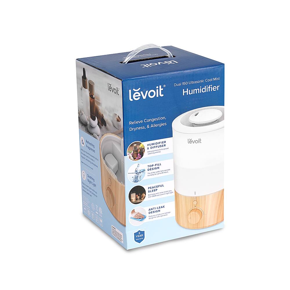 Alt View 18. Levoit - Dual 150 .79 gallon Top-Fill Ultrasonic Humidifier - White / Wood.