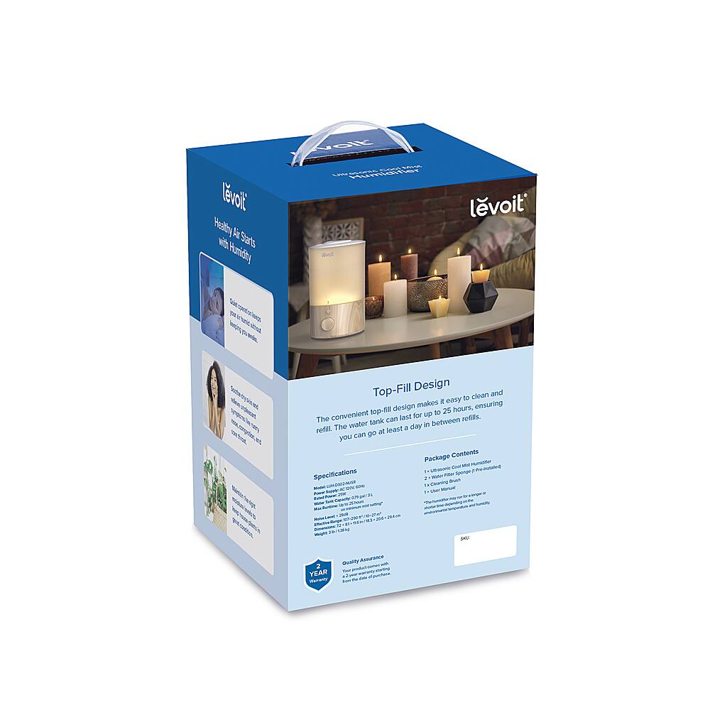 Alt View 19. Levoit - Dual 150 .79 gallon Top-Fill Ultrasonic Humidifier - White / Wood.