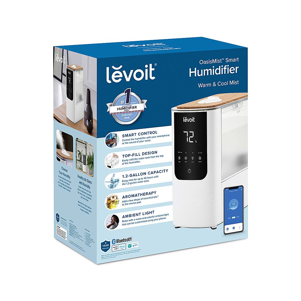 Alt View 16. Levoit - OasisMist 1.18 gallon Smart Humidifier - White.