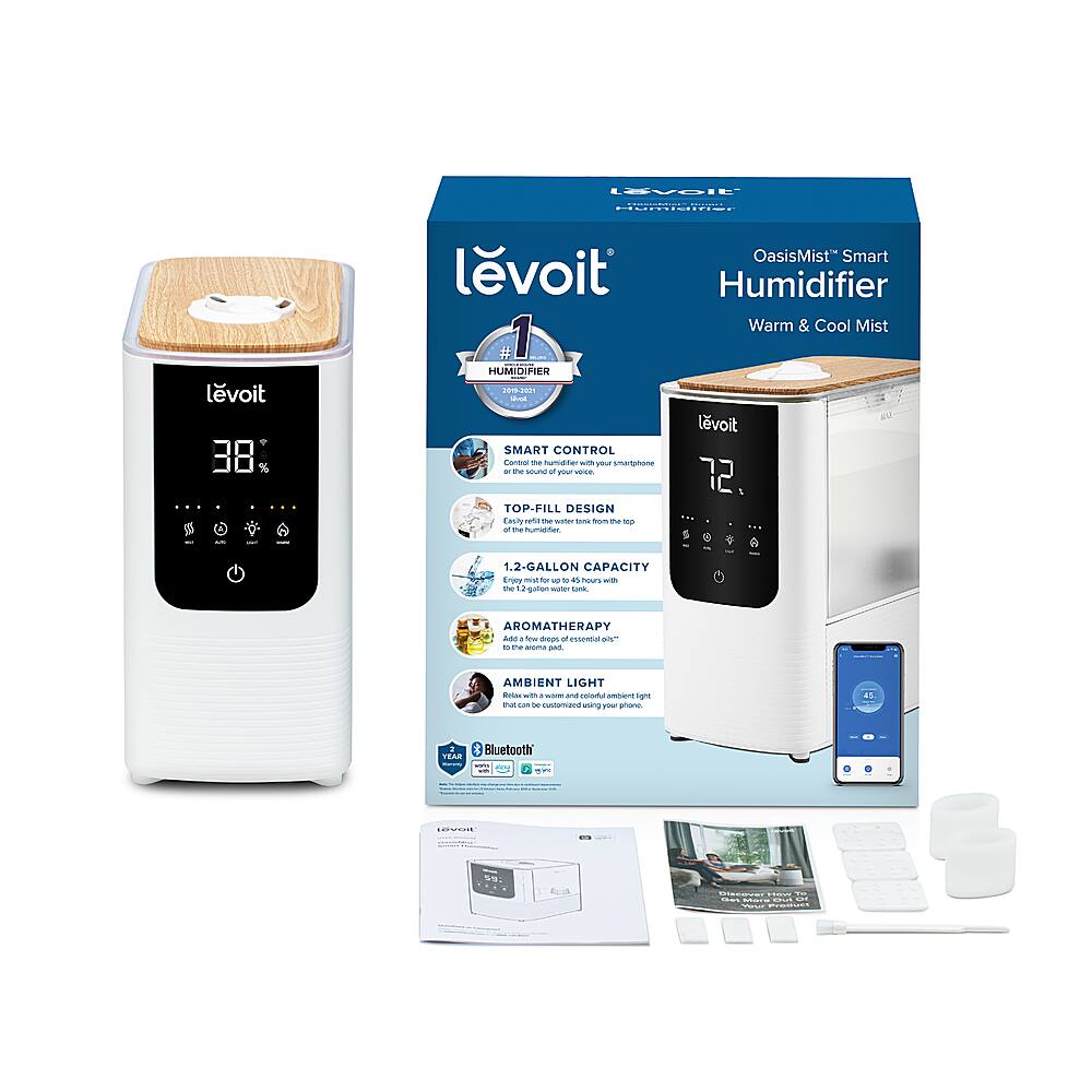 Alt View 18. Levoit - OasisMist 1.18 gallon Smart Humidifier - White.