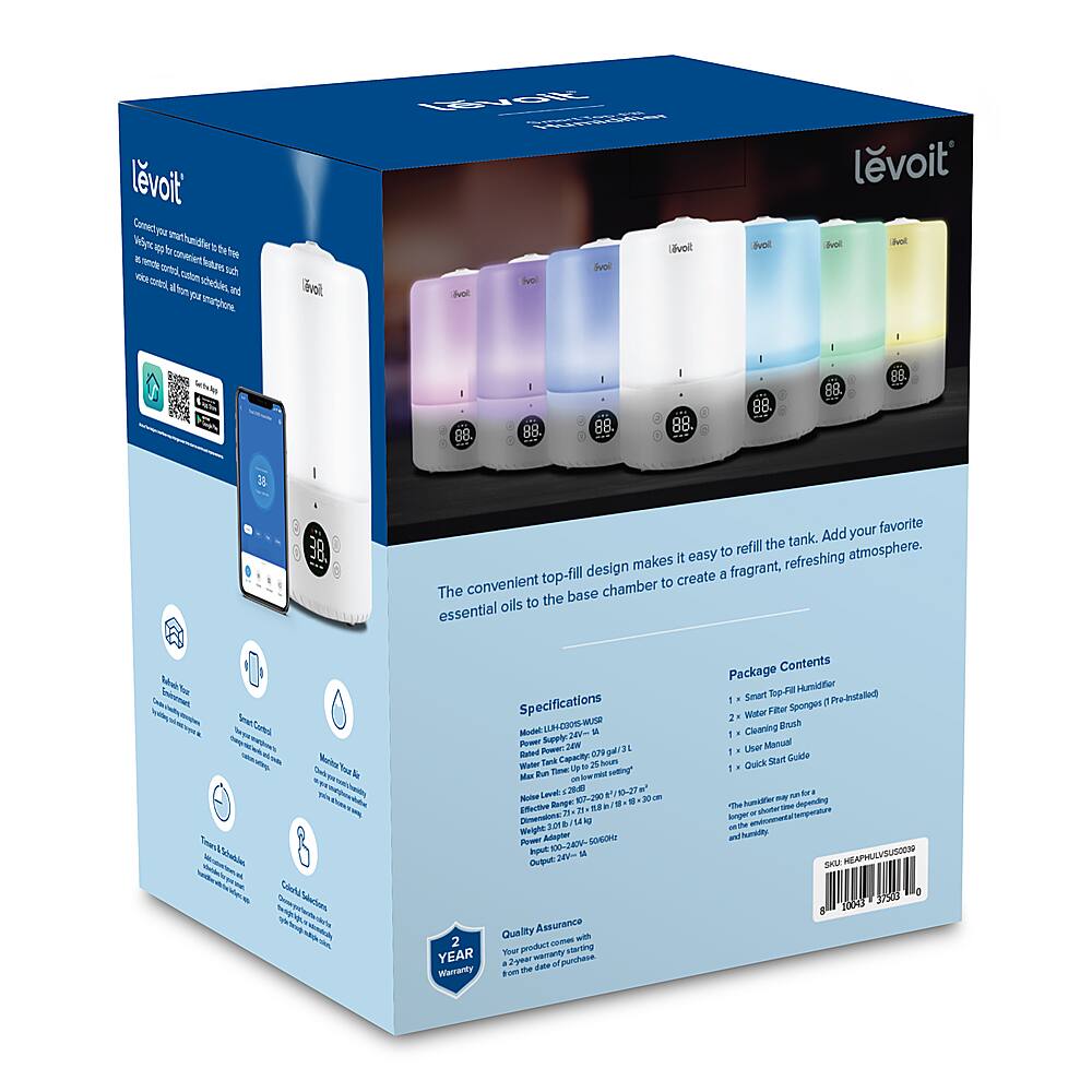 Alt View 17. Levoit - Dual 200S .79 gallon Smart Top-Fill Humidifier - White.