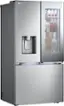 Angle. LG - Counter-Depth MAX 25.5 Cu. Ft. French Door Smart Refrigerator with Mirror InstaView - Printproof Stainless Steel.
