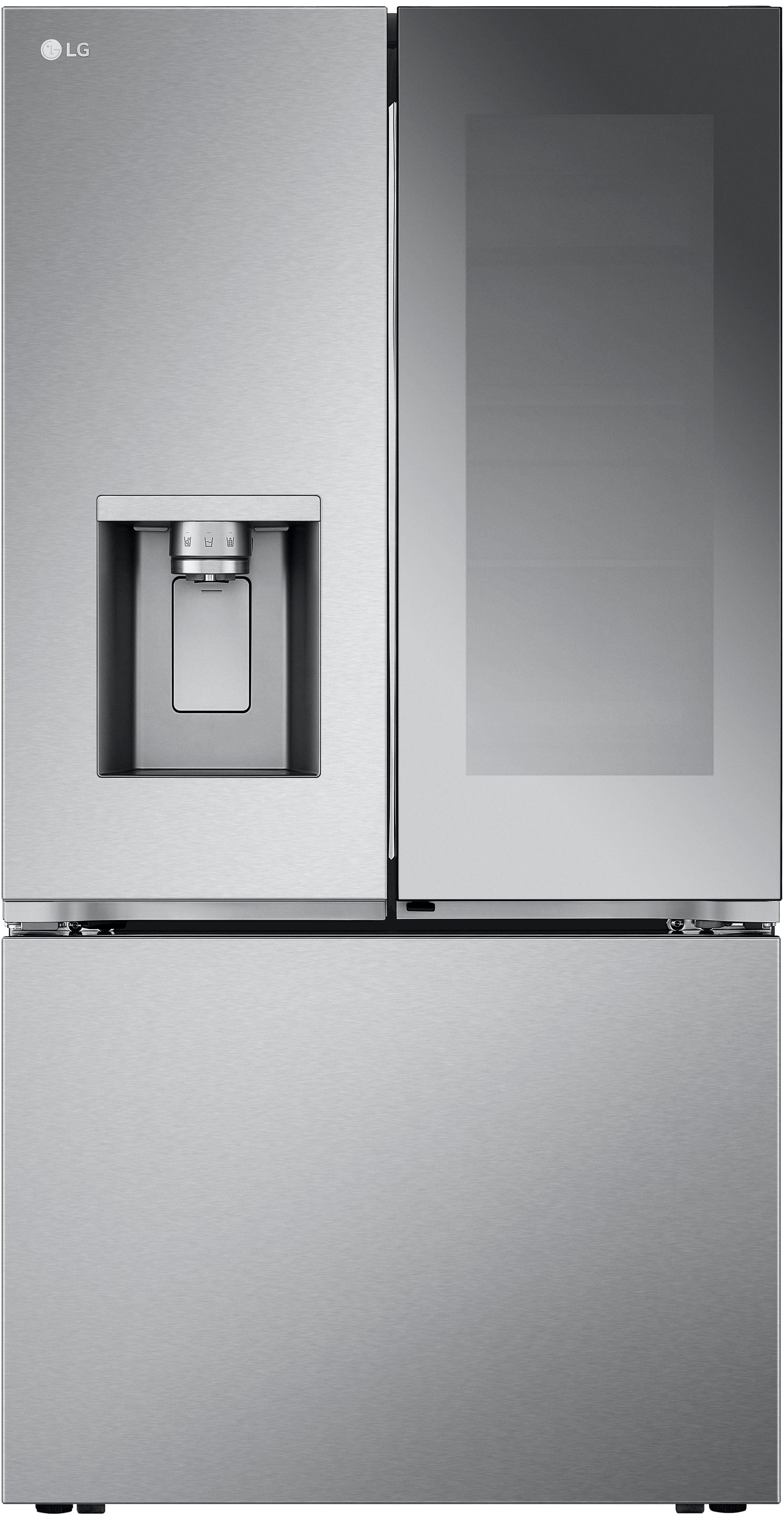 LG - Counter-Depth MAX 25.5 Cu. Ft. French Door Smart Refrigerator with Mirror InstaView - Stainless Steel - Front_Zoom