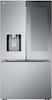 Front. LG - Counter-Depth MAX 25.5 Cu. Ft. French Door Smart Refrigerator with Mirror InstaView - Printproof Stainless Steel.