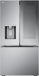 LG - 25.5 Cu. Ft. French Door Counter-Depth Smart Refrigerator with Mirror InstaView - Stainless Steel - Front_Zoom