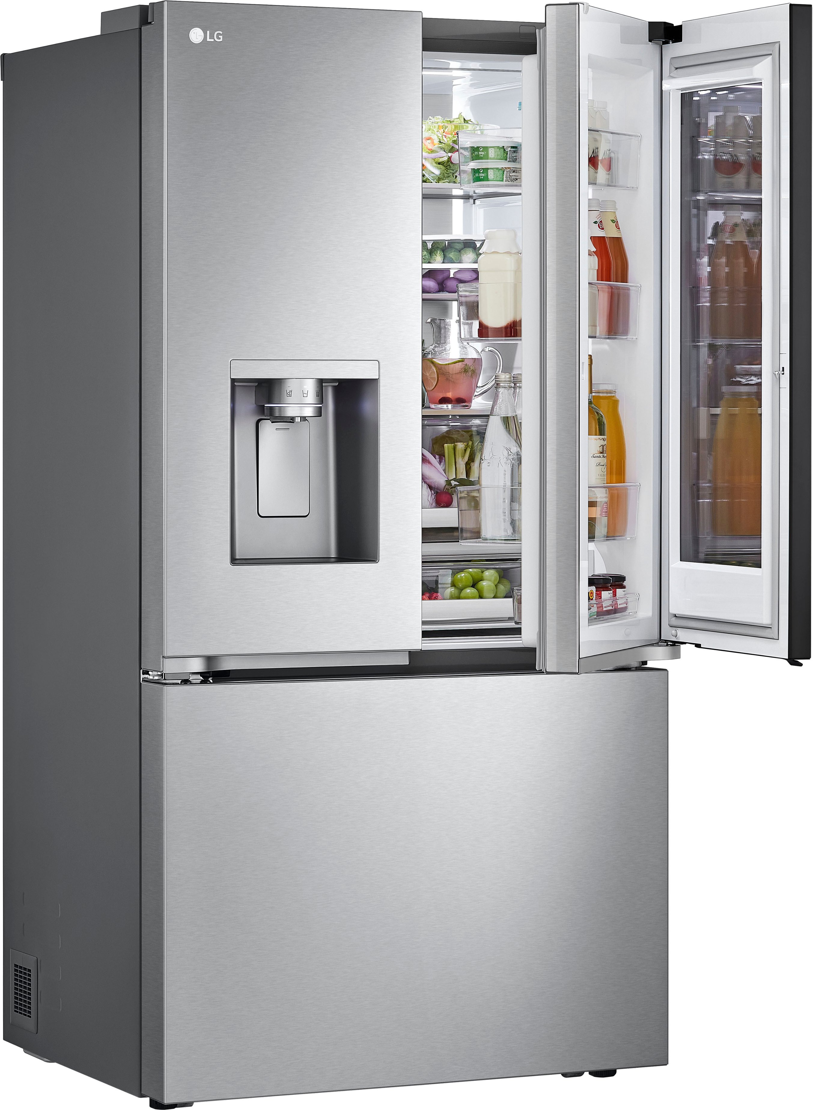 LG LRFOC2606S 36 Inch Counter-Depth MAX™ Smart French Door Refrigerator  with Extra Large 26 cu. ft. Total Capacity, WiFi, Edge-to-Edge InstaView®  Design, ThinQ®, Slim SpacePlus® Ice System, Dual Ice Makers, Door Cooling+