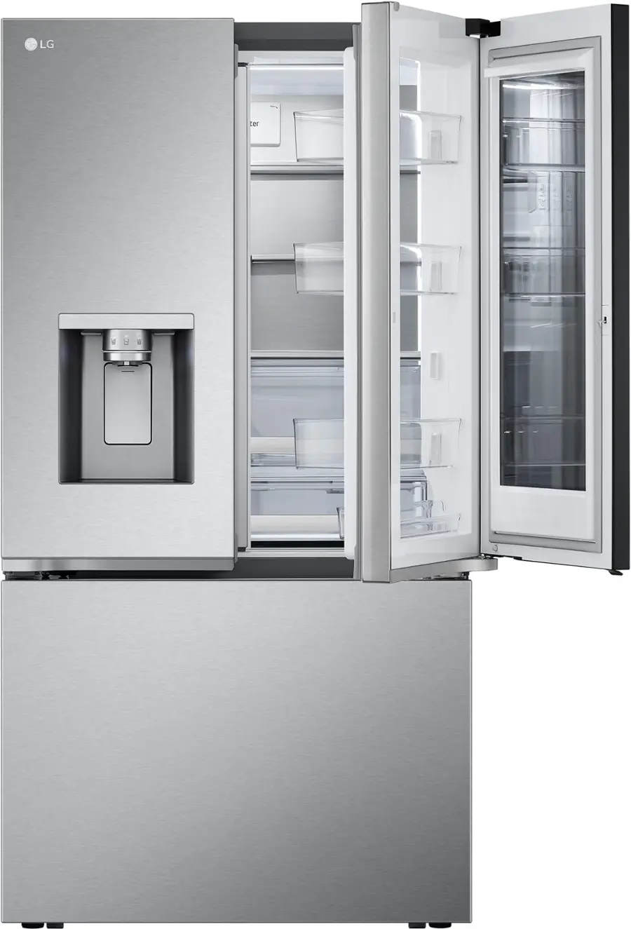 Alt View 14. LG - Counter-Depth MAX 25.5 Cu. Ft. French Door Smart Refrigerator with Mirror InstaView - Printproof Stainless Steel.