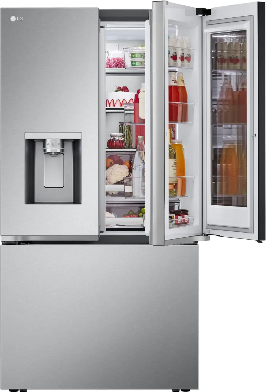 Alt View 15. LG - Counter-Depth MAX 25.5 Cu. Ft. French Door Smart Refrigerator with Mirror InstaView - Printproof Stainless Steel.