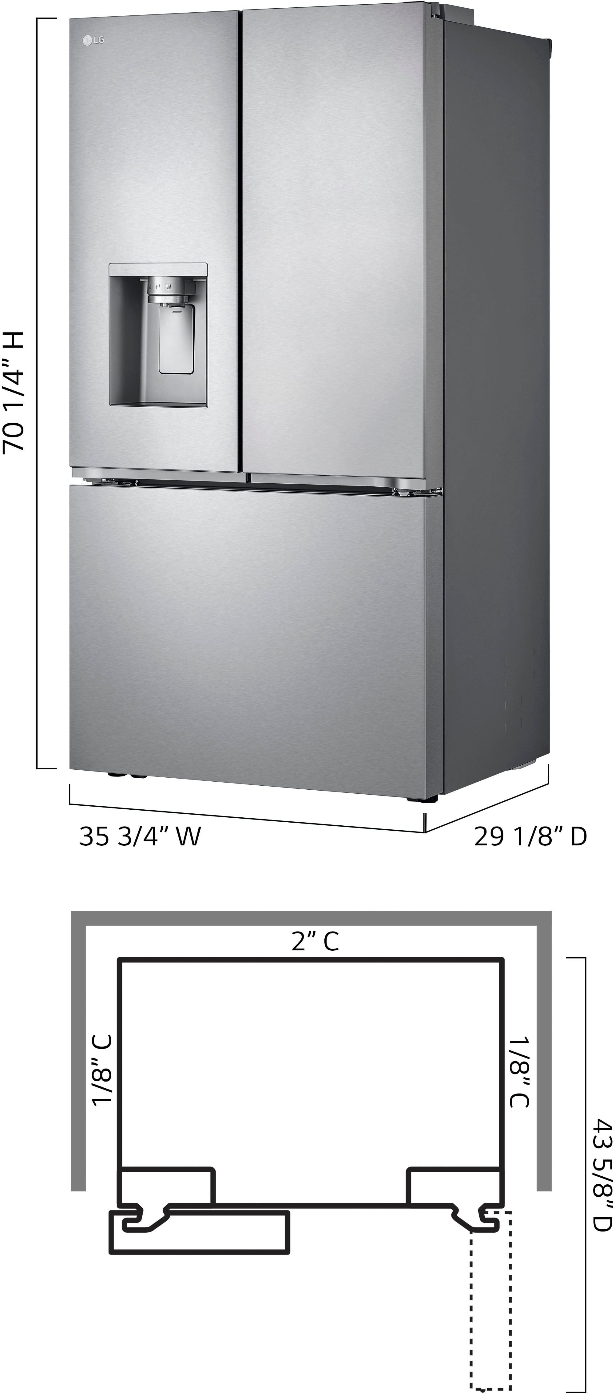 Left. LG - Counter-Depth MAX 25.5 Cu. Ft. French Door Smart Refrigerator with Four Kinds of Ice - Printproof Stainless Steel.