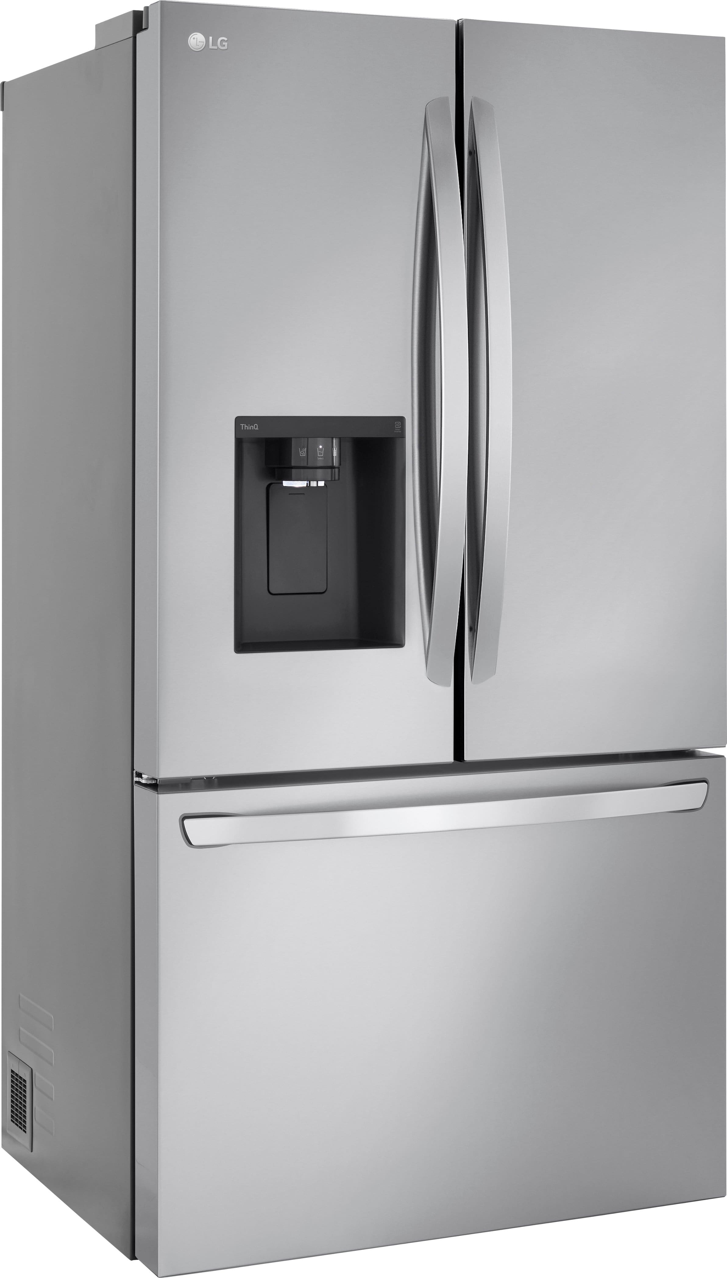 Angle. LG - Counter-Depth MAX 25.5 Cu. Ft. French Door Smart Refrigerator with Dual Ice - PrintProof Stainless Steel.