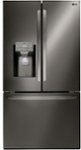 Front. LG - 27.7 Cu. Ft. French Door Smart Refrigerator with External Ice and Water - Black Stainless Steel.