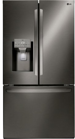 LG - 27.7 Cu. Ft. French Door Smart Refrigerator with External Ice and Water - Black Stainless Steel
