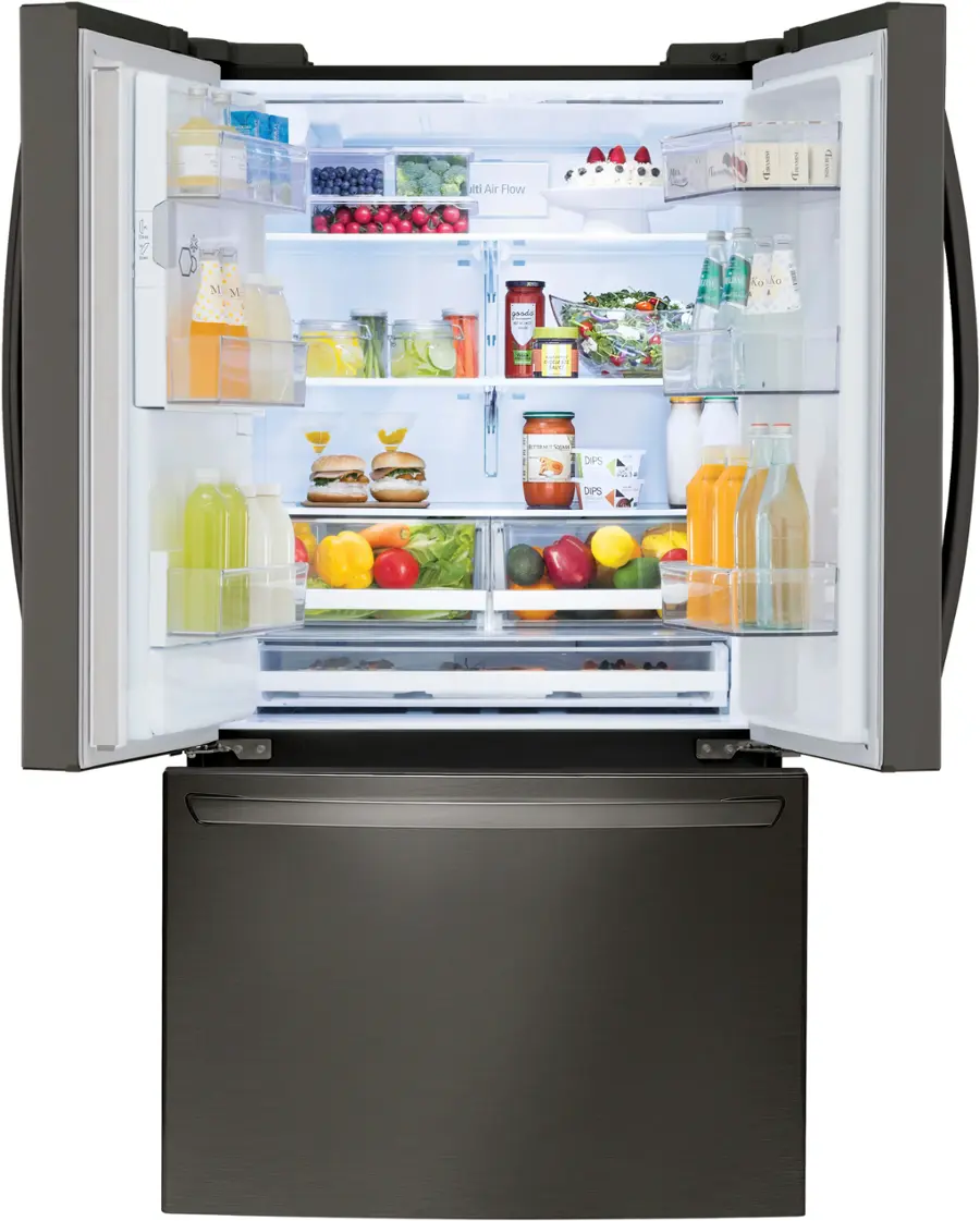 Alt View 4. LG - 27.7 Cu. Ft. French Door Smart Refrigerator with External Ice and Water - PrintProof Black Stainless Steel.