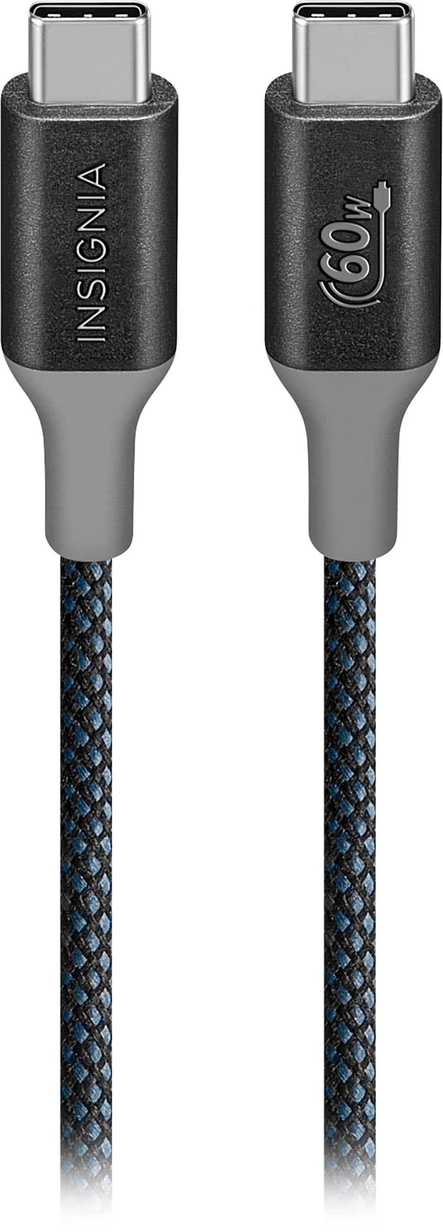 Alt View 1. Insignia™ - 8ft 60W USB-C to USB-C Charge-and-Sync Braided Cable - Black.