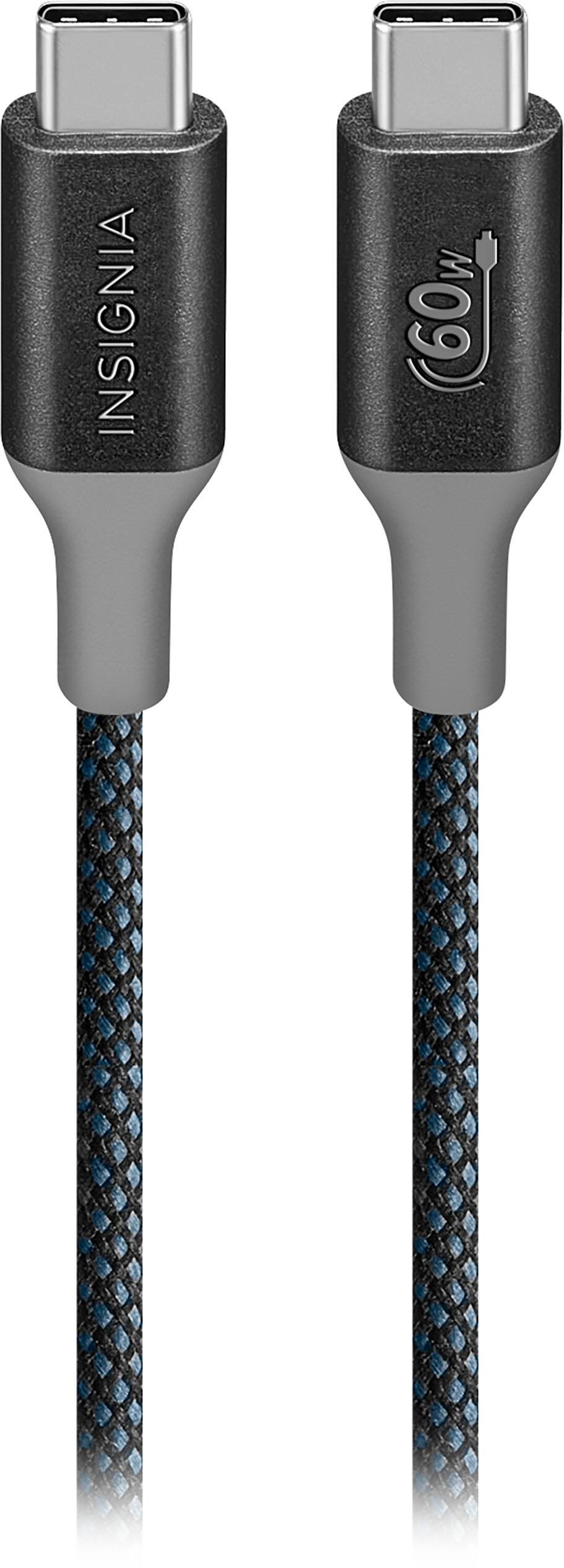 Alt View 1. Insignia™ - 8ft 60W USB-C to USB-C Charge-and-Sync Braided Cable - Black.