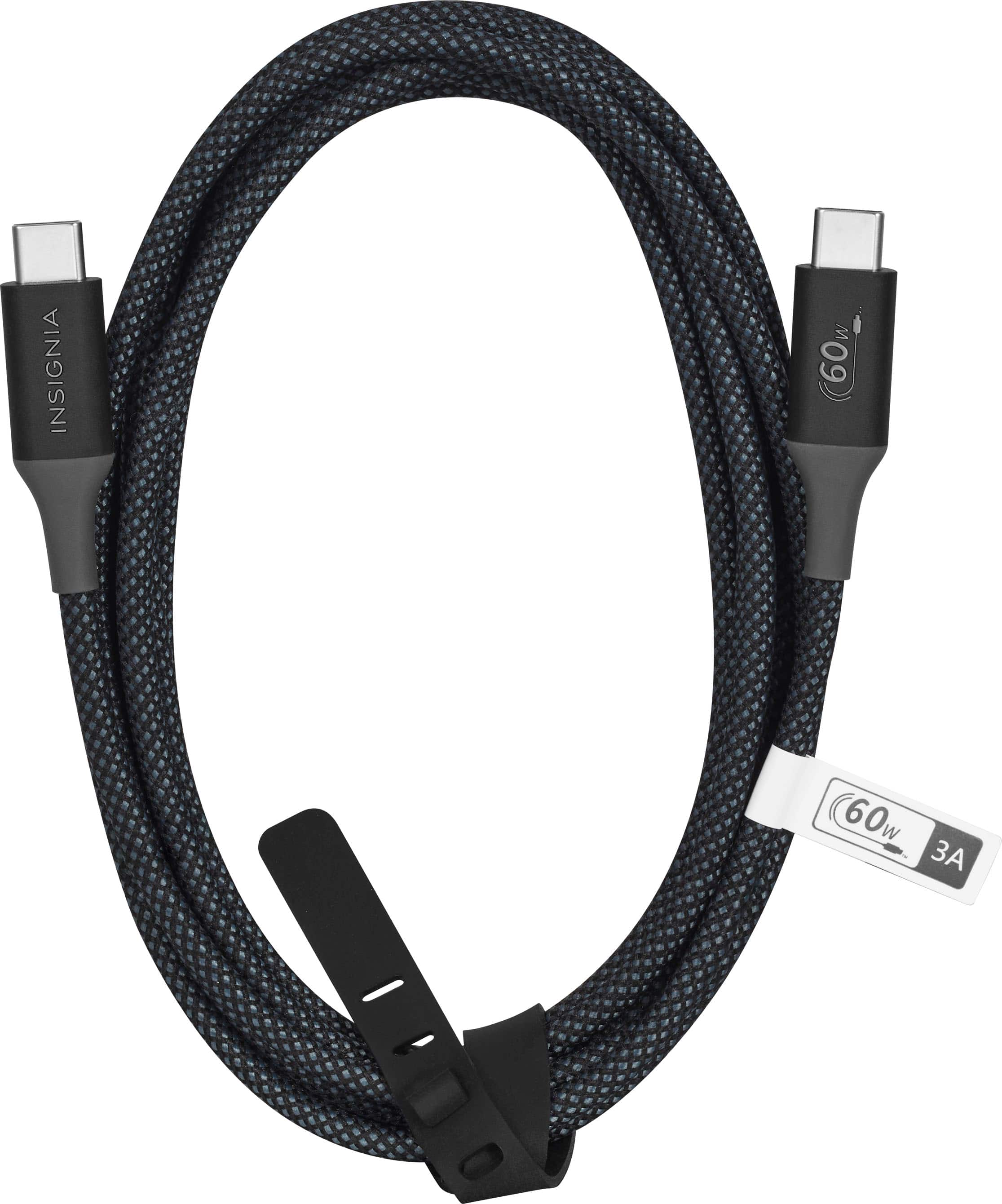 Alt View 12. Insignia™ - 8ft 60W USB-C to USB-C Charge-and-Sync Braided Cable - Black.