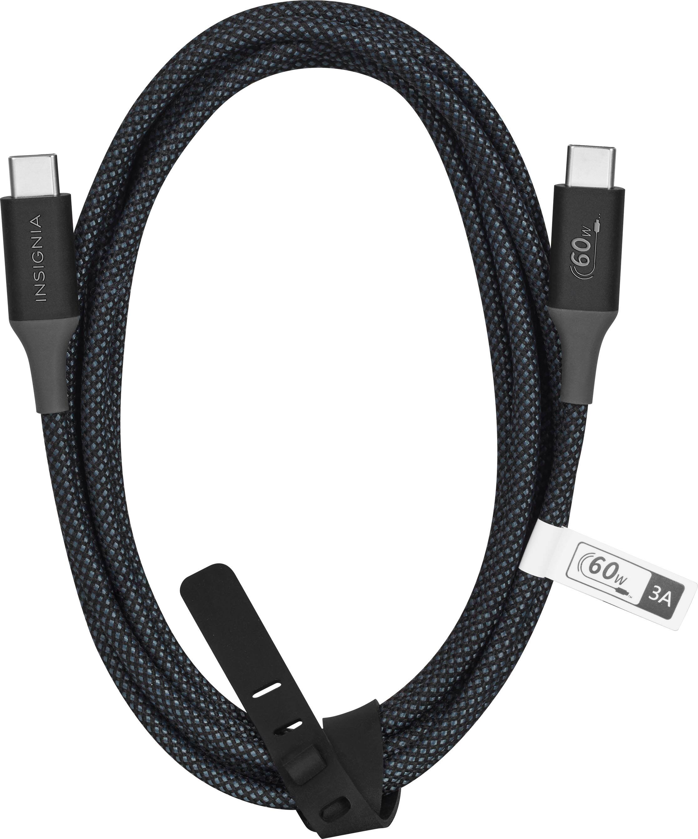 Alt View 12. Insignia™ - 8ft 60W USB-C to USB-C Charge-and-Sync Braided Cable - Black.