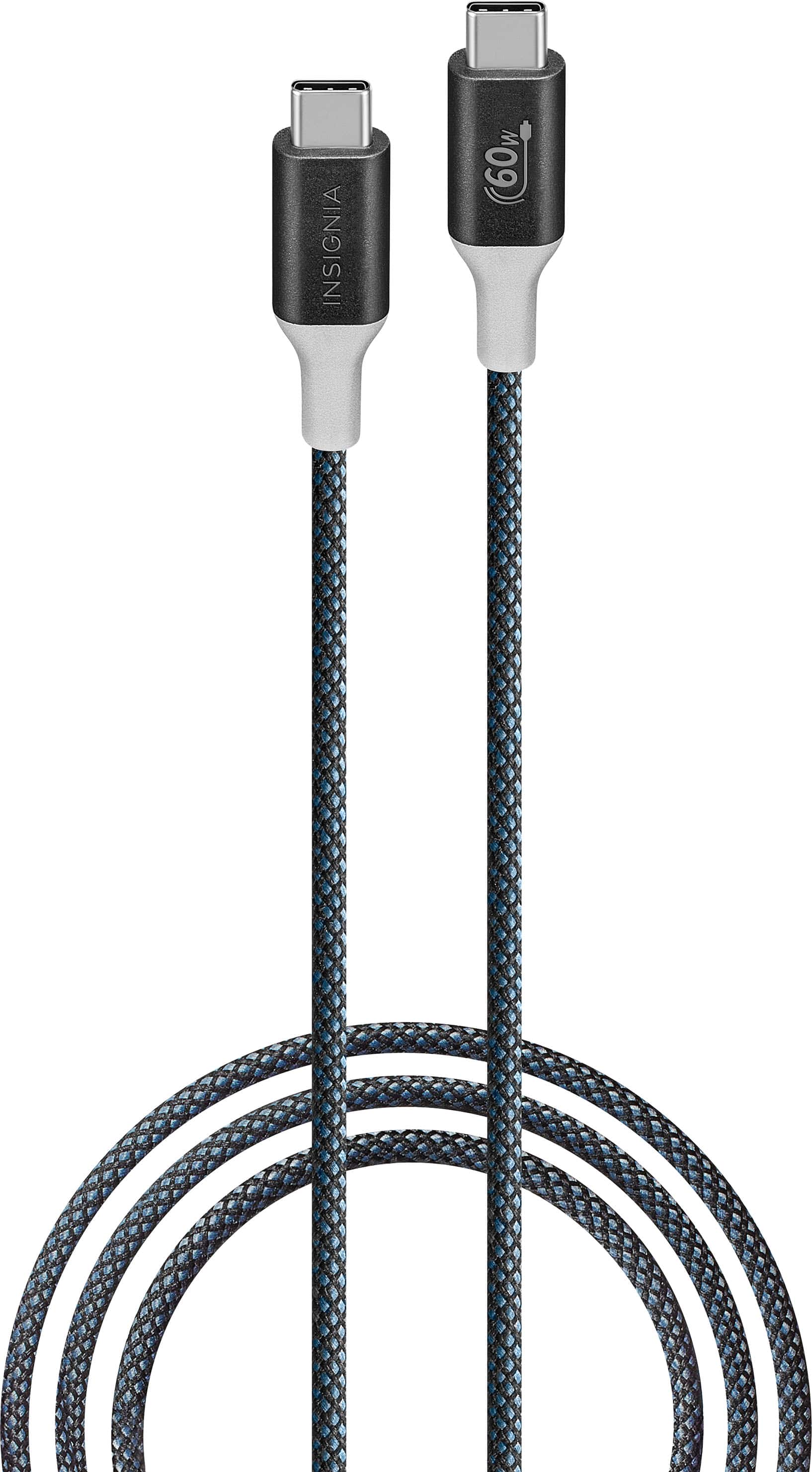 Alt View 15. Insignia™ - 8ft 60W USB-C to USB-C Charge-and-Sync Braided Cable - Black.