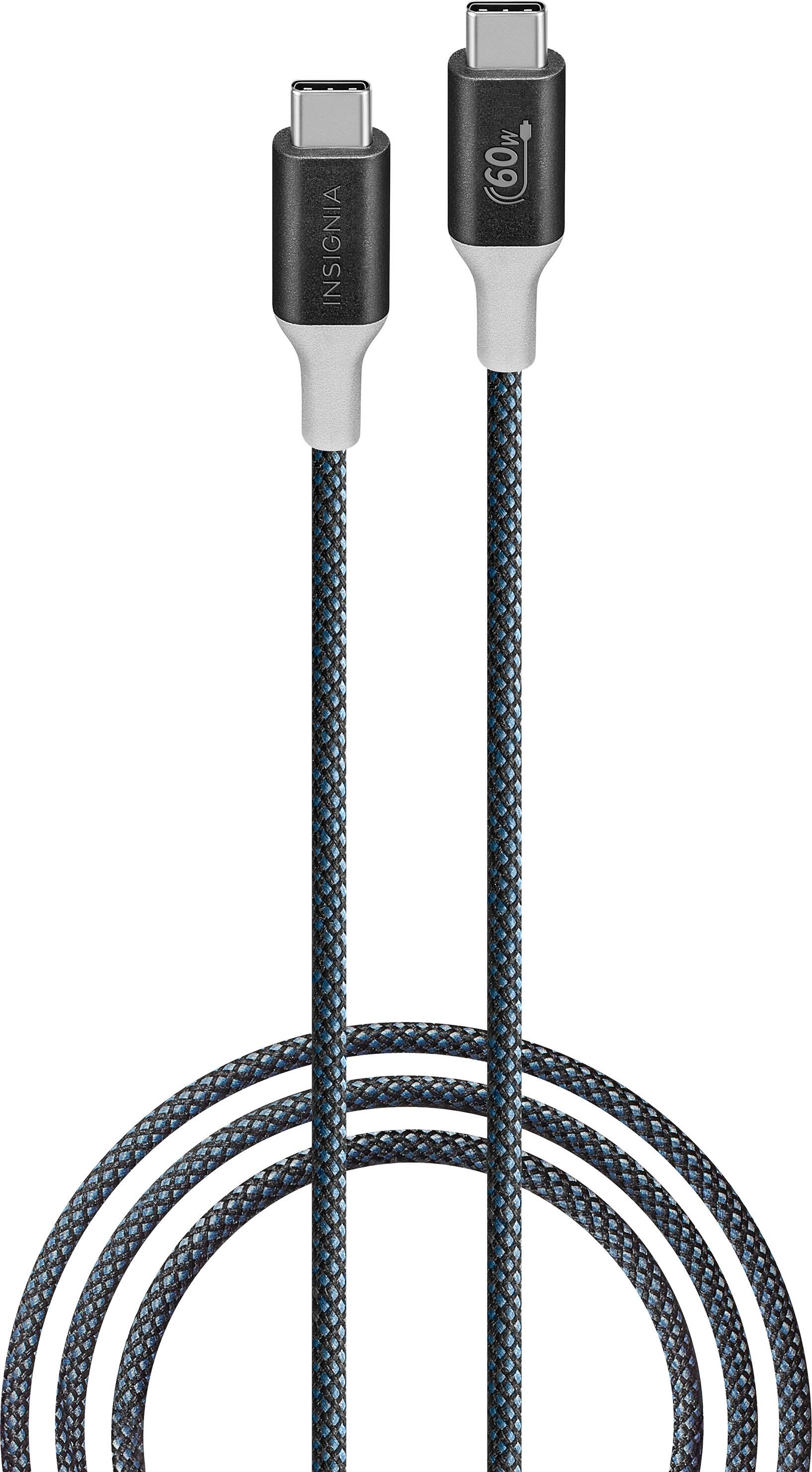 Alt View 15. Insignia™ - 8ft 60W USB-C to USB-C Charge-and-Sync Braided Cable - Black.
