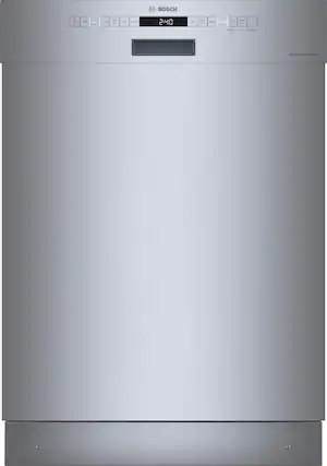 Front. Bosch - 300 Series 24” Front Control Smart Built-In Stainless Steel Tub Dishwasher with 3rd Rack and AquaStop Plus, 46dBA - Stainless Steel.