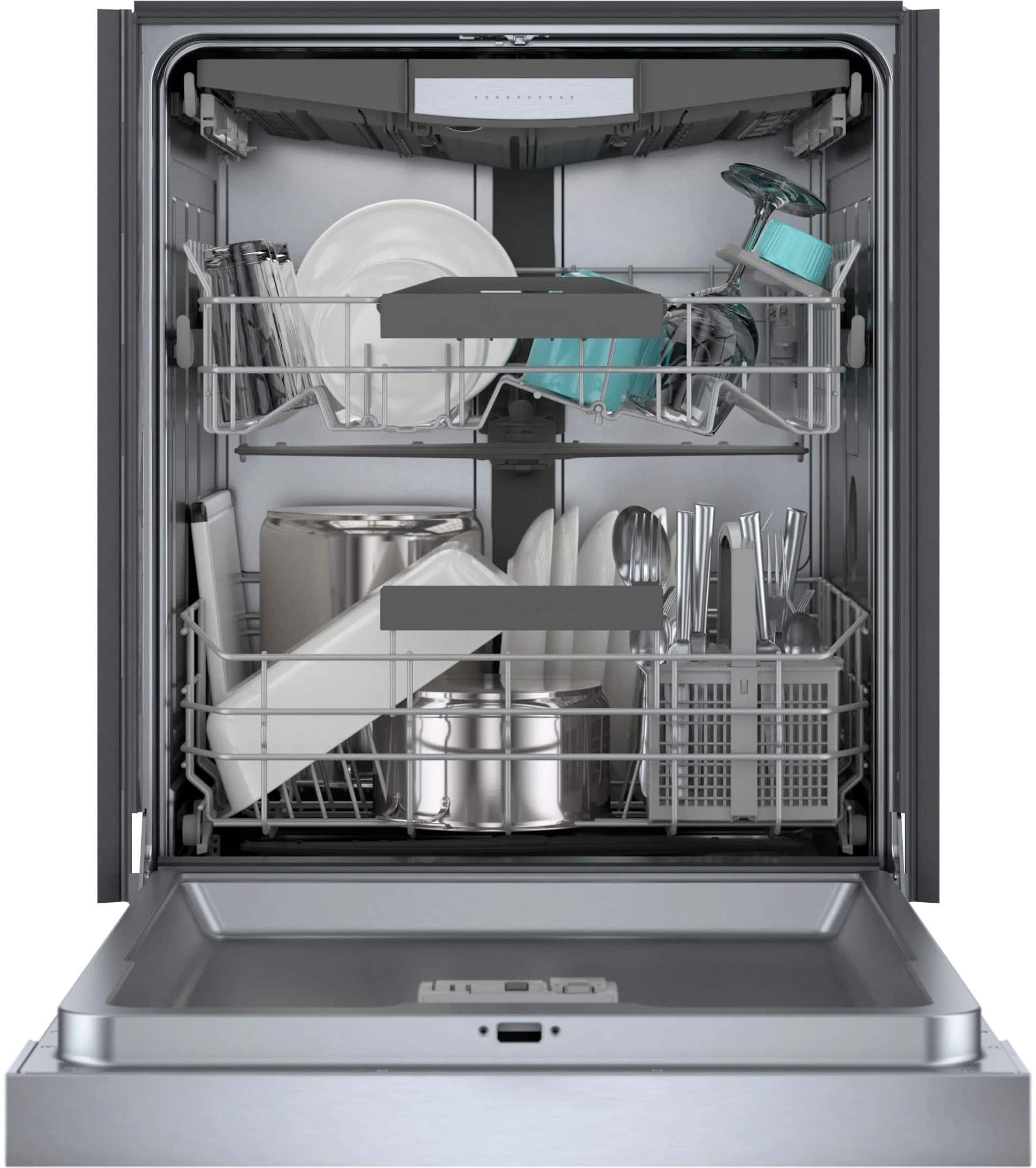 Alt View 2. Bosch - 300 Series 24” Front Control Smart Built-In Stainless Steel Tub Dishwasher with 3rd Rack and AquaStop Plus, 46dBA - Stainless Steel.
