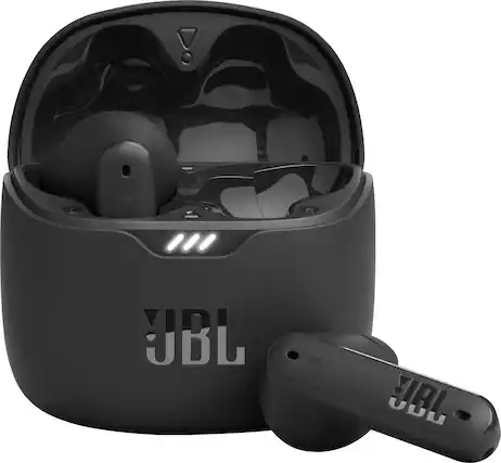 Front. JBL - Tune Flex True Wireless Noise Cancelling Earbuds - Black.