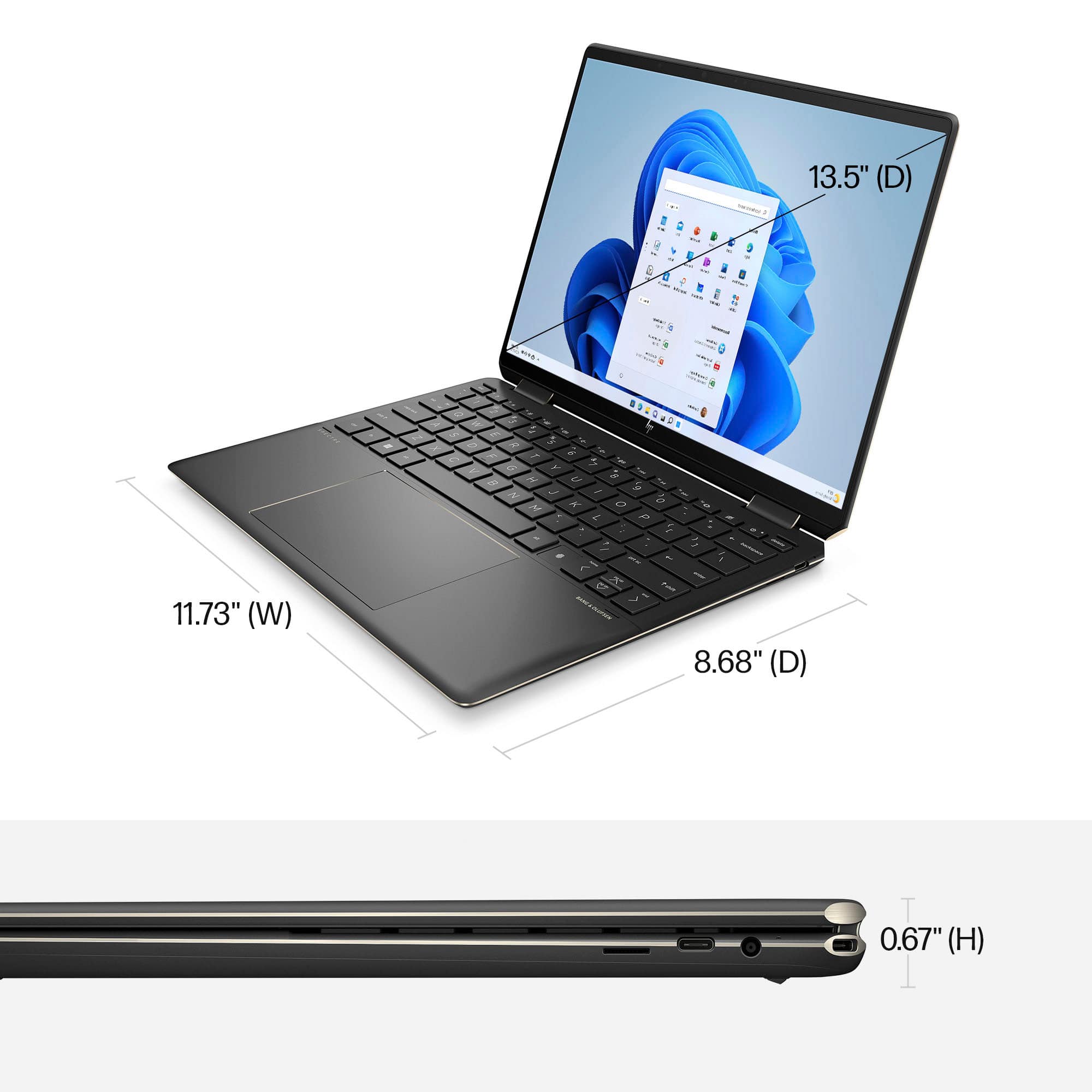 Alt View 11. HP - Spectre 2-in-1 13.5" 3K2K OLED Touch-Screen Laptop - Intel Evo Platform - Core i7 - 16GB Memory - 1TB SSD - Nightfall Black.