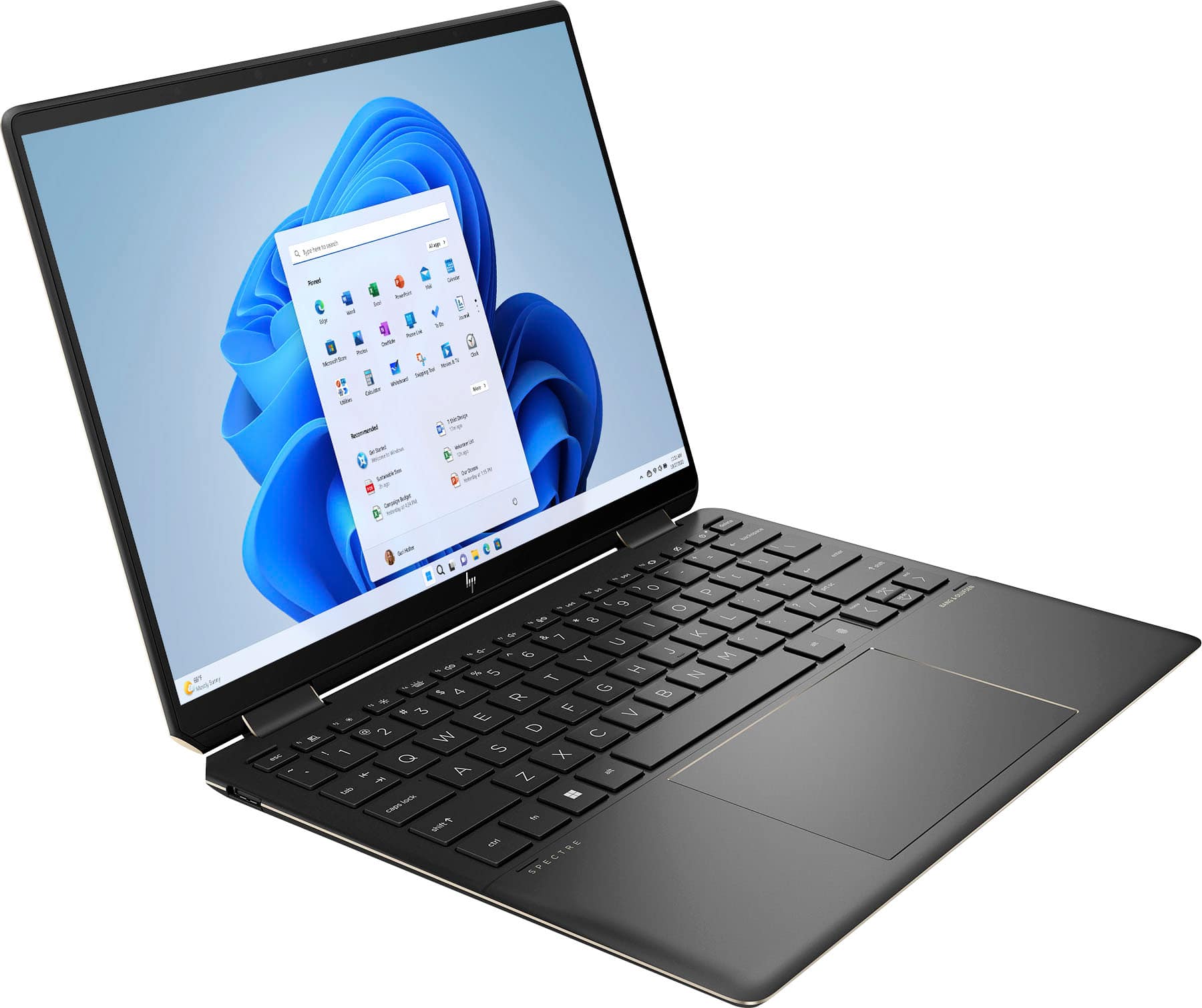 Left. HP - Spectre 2-in-1 13.5" 3K2K OLED Touch-Screen Laptop - Intel Evo Platform - Core i7 - 16GB Memory - 1TB SSD - Nightfall Black.