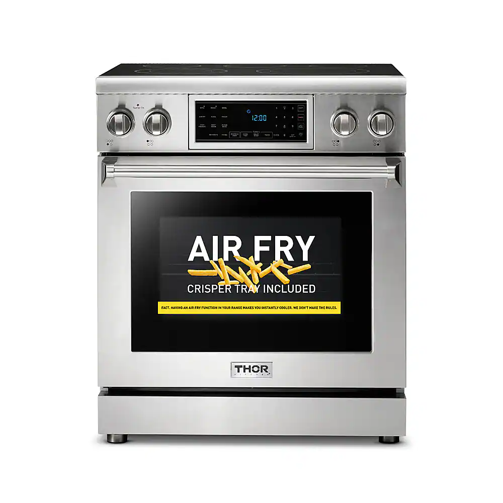 Front. Thor Kitchen - 4.55 Cu. Ft. Freestanding Electric Range with Self Cleaning - Silver.