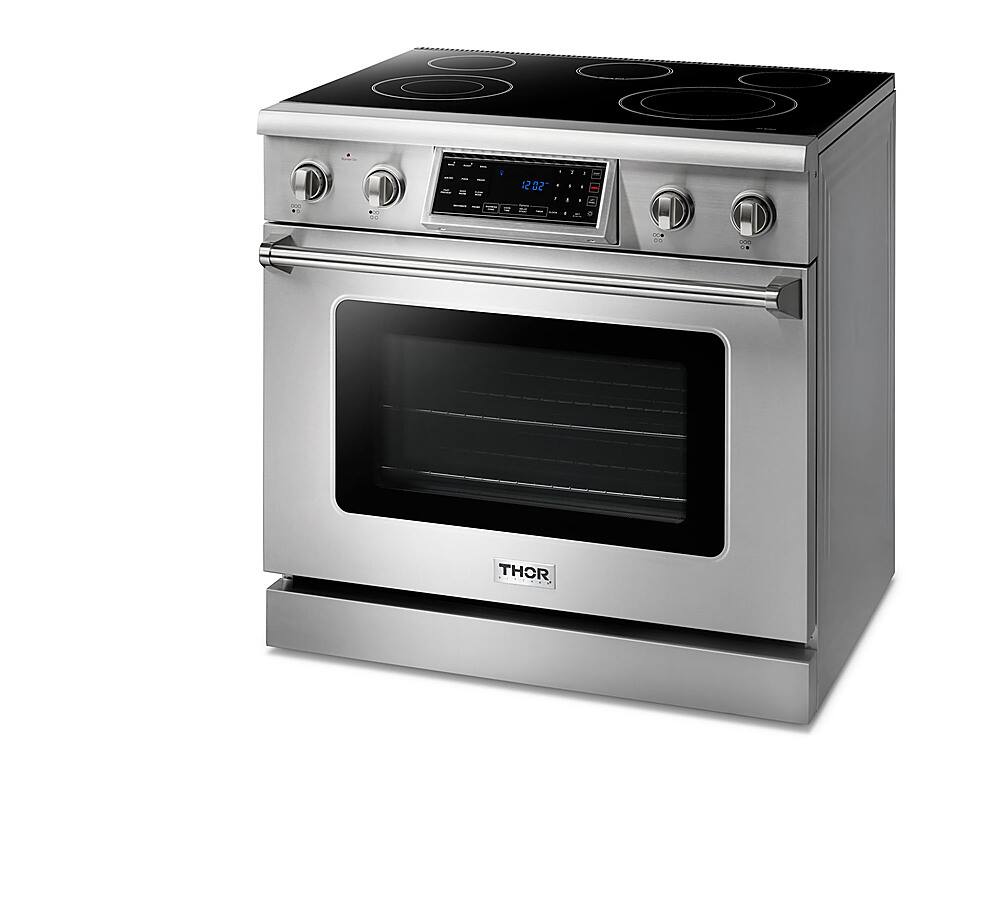 Angle. Thor Kitchen - 6.0 Cu. Ft. Freestanding Electric Range with Self Cleaning - Silver.