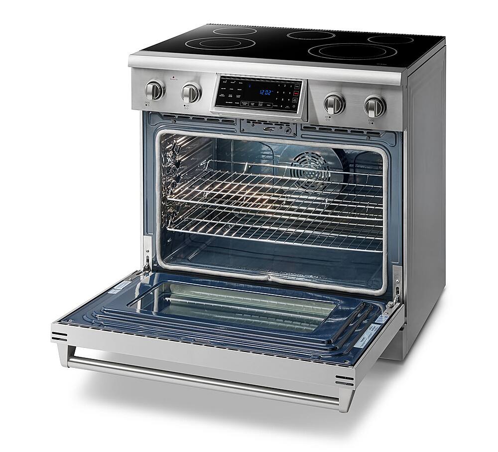 Left. Thor Kitchen - 6.0 Cu. Ft. Freestanding Electric Range with Self Cleaning - Silver.