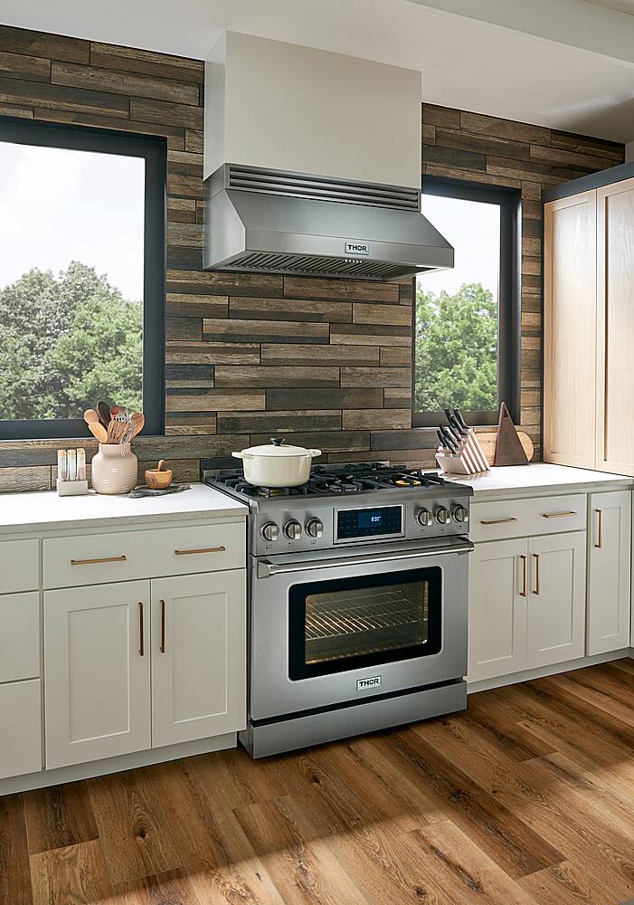 Alt View 2. Thor Kitchen - 6.0 cu. Ft. Freestanding Gas Range with True Convection and Self Cleaning - Silver.