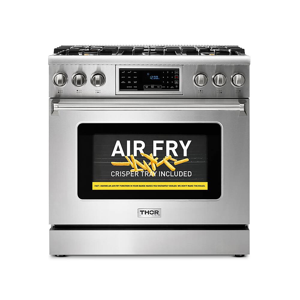 Front. Thor Kitchen - 6.0 cu. Ft. Freestanding LP Gas Range with True Convection and Self Cleaning - Stainless Steel.