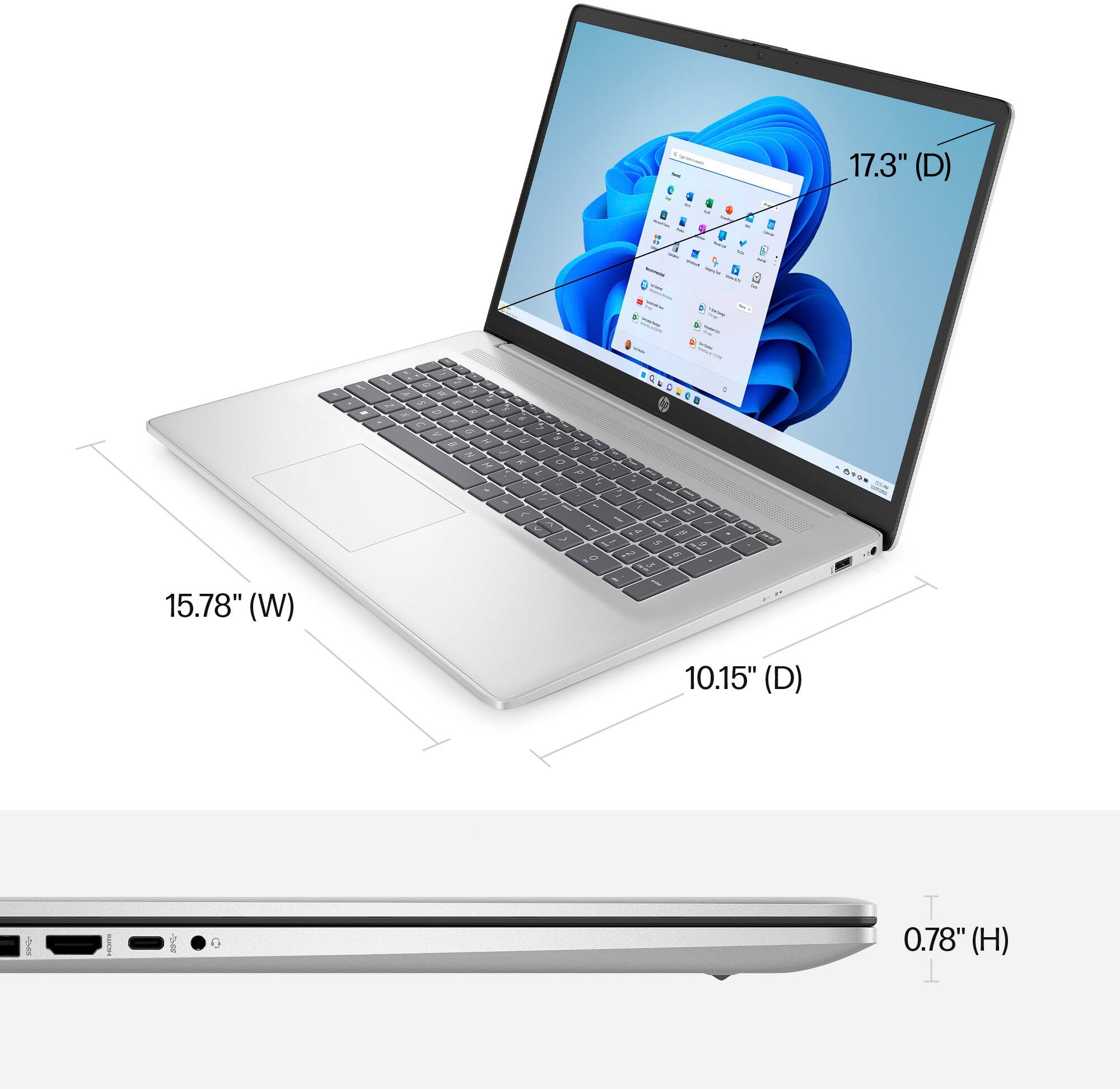Alt View 4. HP - 17.3" HD+ Laptop - Intel Core i3 - 8GB Memory - 256GB SSD - Natural Silver.