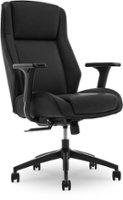 Thomasville - Darius Bonded Leather Executive Modern Office Chair with Adjustable Arms - Black - Front_Zoom