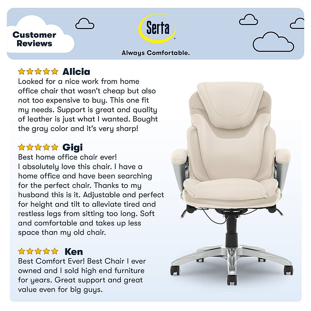 Serta Bryce Bonded Leather Executive Office Chair Cream CHR200129 ...