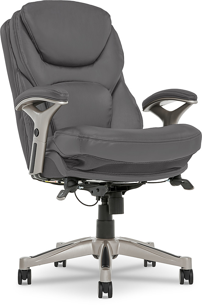 Serta Works Executive Leather Office Chair with Back in Motion Technology, Opportunity Gray