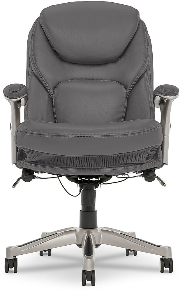 HOMESTOCK Gray High Back Executive Premium Faux Leather Office Chair with Back  Support, Armrest and Lumbar Support 99325 - The Home Depot