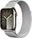 Front. Apple - Apple Watch Series 9 (GPS + Cellular) 41mm Silver Stainless Steel Case with Silver Milanese Loop with Blood Oxygen - Silver.