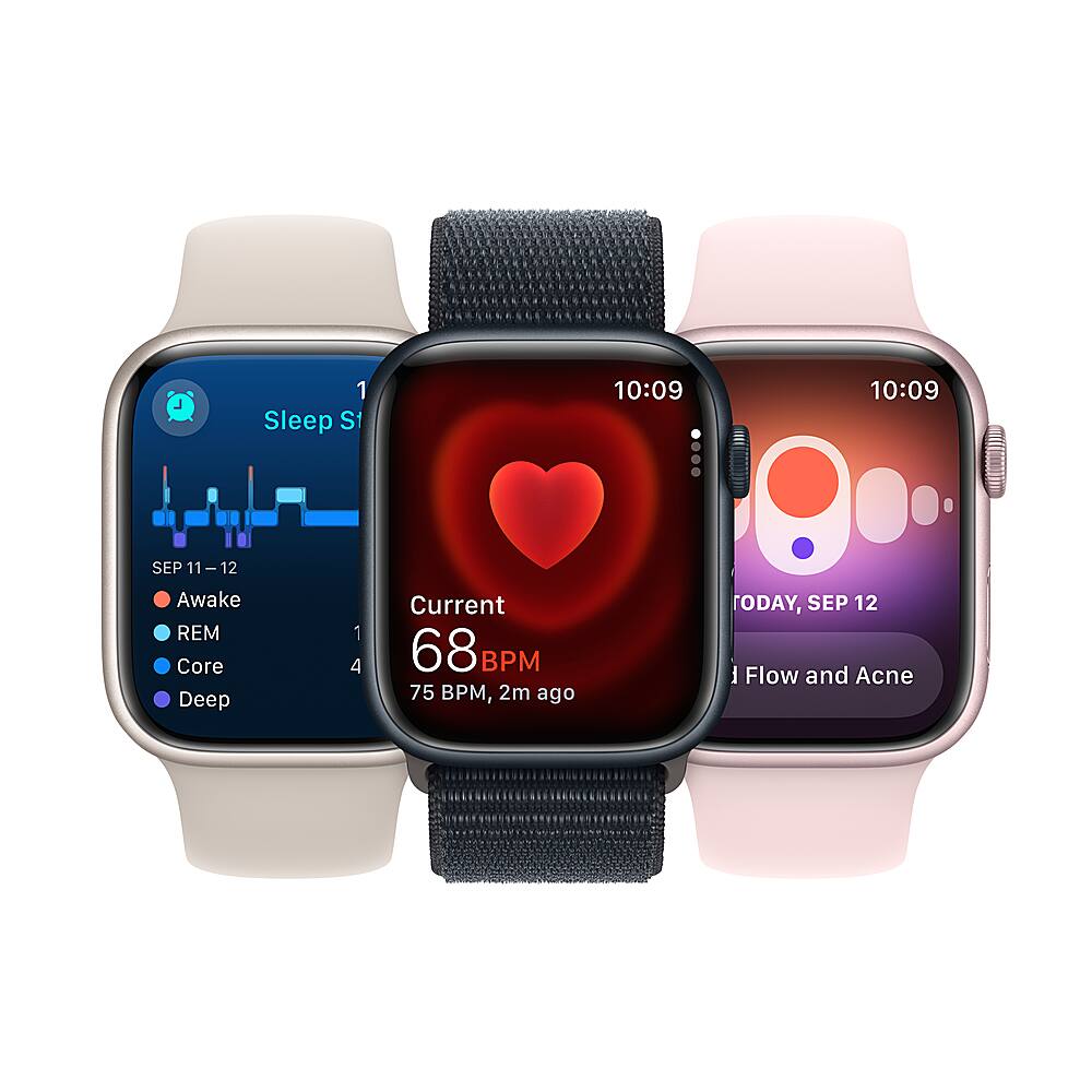 Alt View 16. Apple - Apple Watch Series 9 (GPS + Cellular) 41mm Graphite Stainless Steel Case with Midnight Sport Band w/ Blood Oxygen - M/L - Graphite.