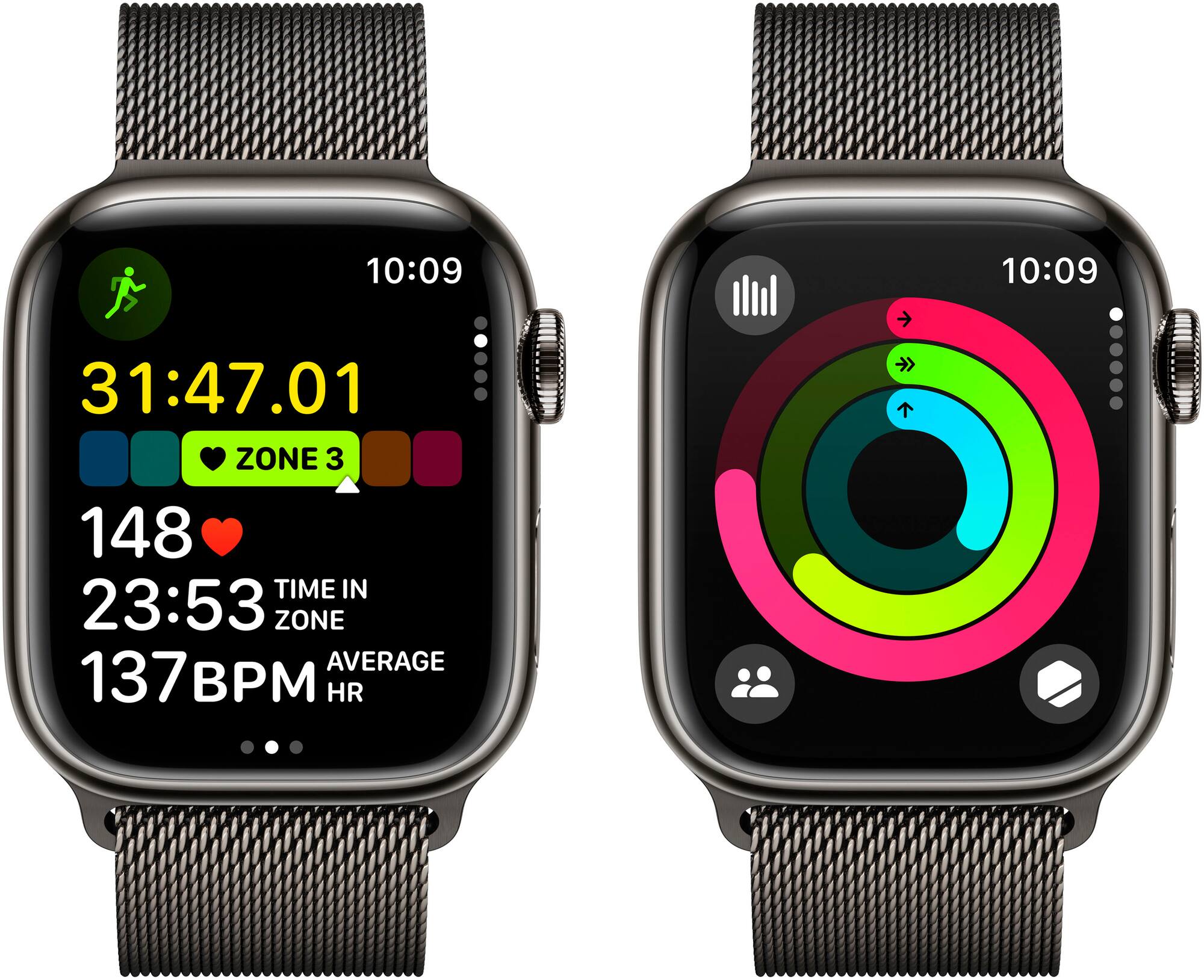 Zoom in on Alt View Zoom 17. Apple Watch Series 9 (GPS + Cellular) 41mm Graphite Stainless Steel Case with Graphite Milanese Loop - Graphite.