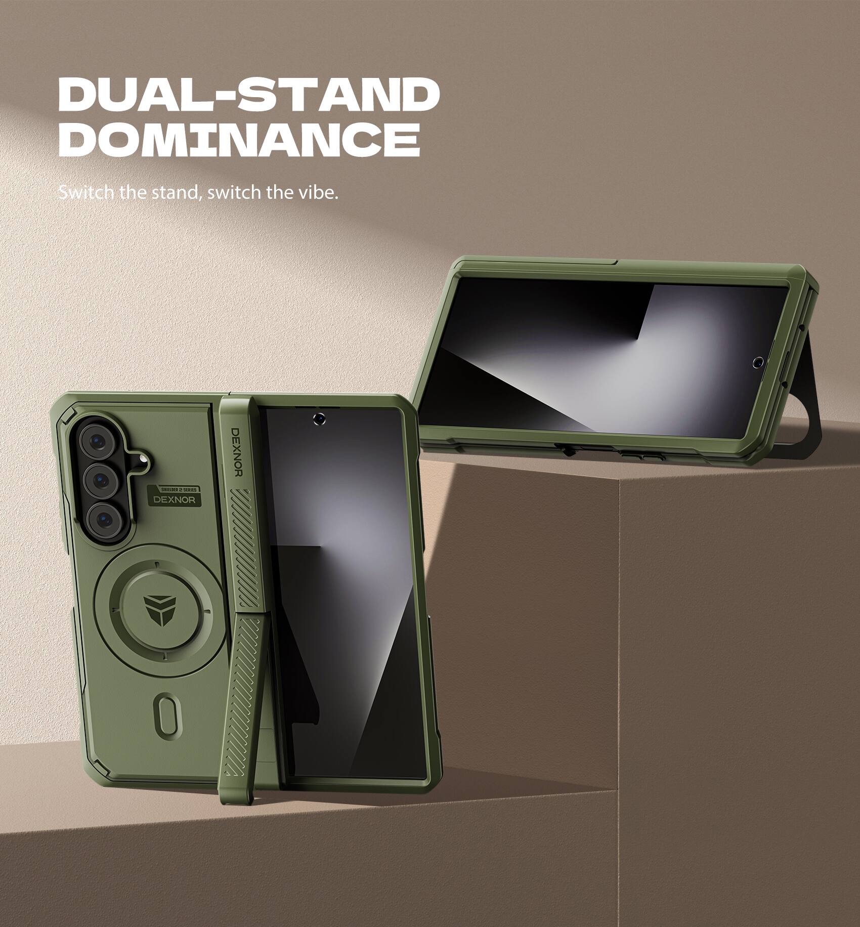DUAL-STAND DOMINANCE  
Switch the stand, switch the vibe.  

DEXNOR  
DEXNOR 1 0